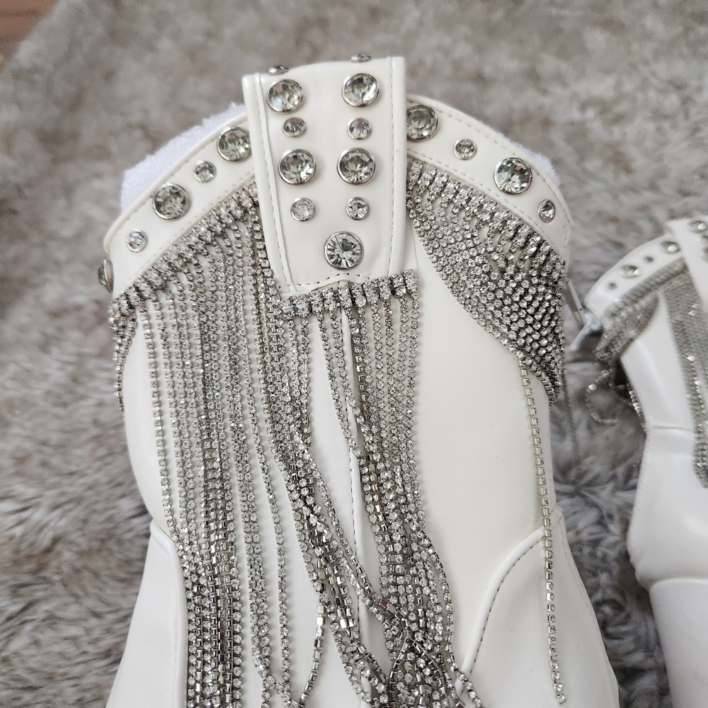 Sugar Thrillz Dolls Kill Twinkle Love Platform Boots White Women's - Picture 7 of 11